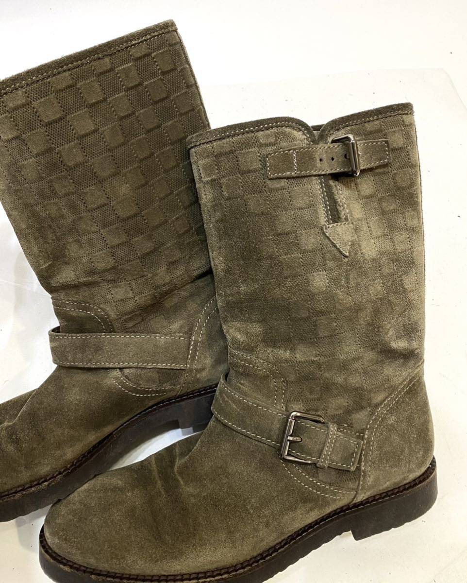 LOUIS VUITTON MENS ダミエ スエードエンジニアブーツ FD0143 ルイヴィトン suede boots カーキ オリーブ系 8 26.5cm_画像7