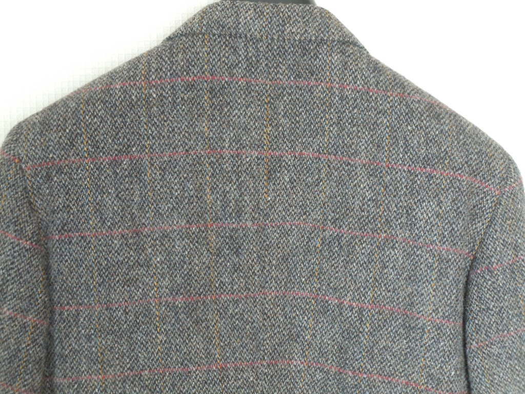 【舶来家】THE POPPY X Harris Tweed 横浜元町ザ ポピー ハリスツイード ミディアムグレー トラッド調ブレザー XS40＝日本/L 着用少 極上品_画像5