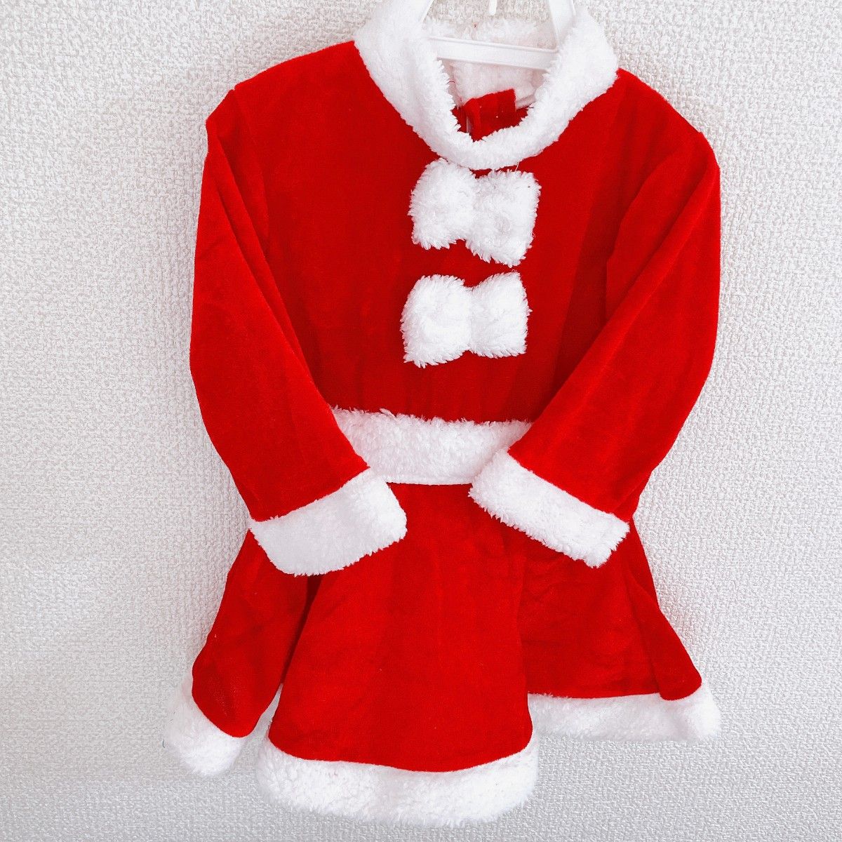 90 サンタコスチューム　女の子　ワンピース　クリスマス　パーティー　帽子付き クリスマス サンタ キッズ  コスプレ 子供 衣装