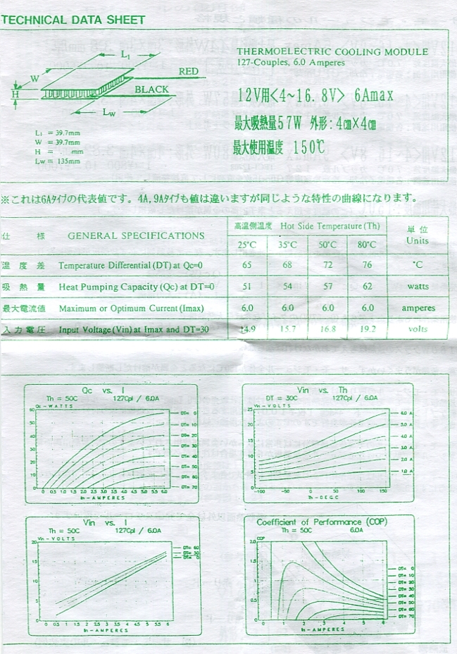 新品　ペルチェ素子　40×40 mm　6Aタイプ 周辺機器_画像2