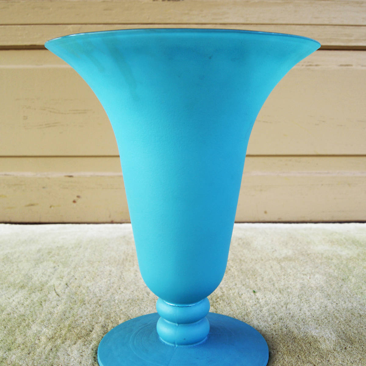 5600h【SPAIN スペイン製 ターコイズブルーの ガラス フラワーベース 高さ31cm】ペデスタル型 花瓶 フラワーポット◎の画像5