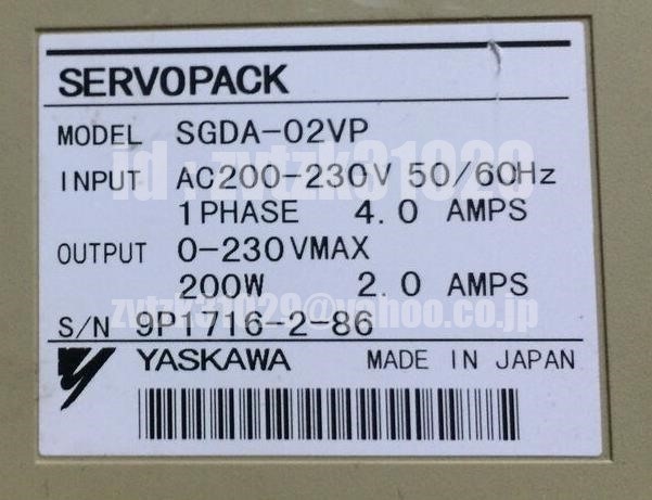 送料無料★新品 YASKAWA サーボドライバー SGDA-02VP ◆保証