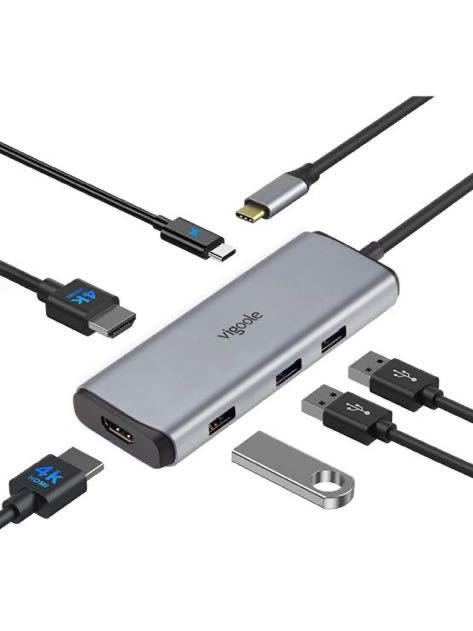 Vigoole USB C ハブ デュアルモニター 6 IN 1 Type C 4K HDMI、3つのUSBポートPD充電 ユニバーサルUSB-C ハブ対応Dell/HP/Lenovo/Surface用_画像1