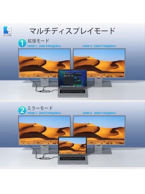 Vigoole USB C ハブ デュアルモニター 6 IN 1 Type C 4K HDMI、3つのUSBポートPD充電 ユニバーサルUSB-C ハブ対応Dell/HP/Lenovo/Surface用_画像4