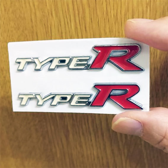 TYPE R （タイプ　R) 　３D金属ステッカー　ホワイト（白）　小さめ　2枚セット_画像3