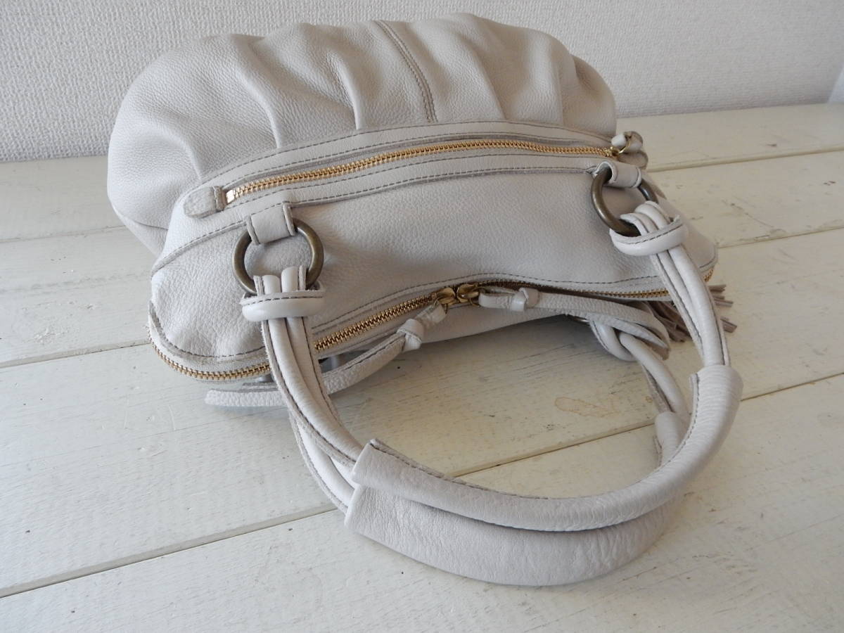  original leather *SAZABY( Sazaby )*B5 correspondence * leather tote bag ivory ( metal fittings antique Gold )