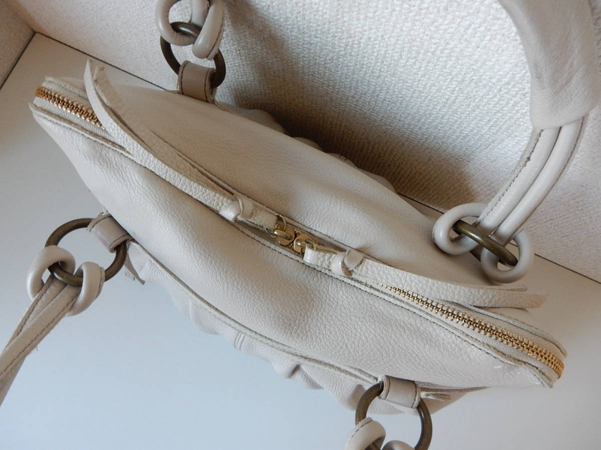  original leather *SAZABY( Sazaby )*B5 correspondence * leather tote bag ivory ( metal fittings antique Gold )