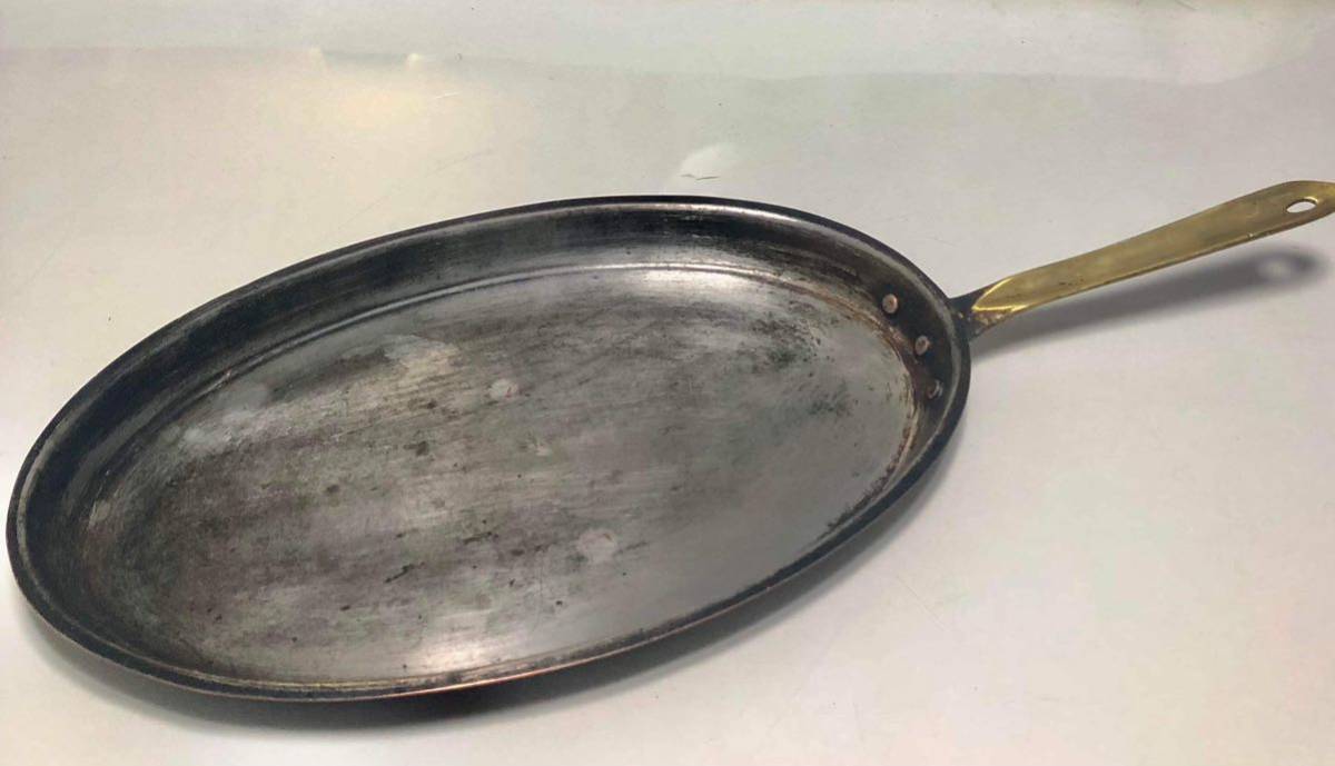 BIG SALE★★おすすめ★★ MADE OF COPPER FISHES USED FRYING PAN 銅製◆小判フライパン φ41×24×H4cm 中古 業務用 厨房機器中古です。_画像2