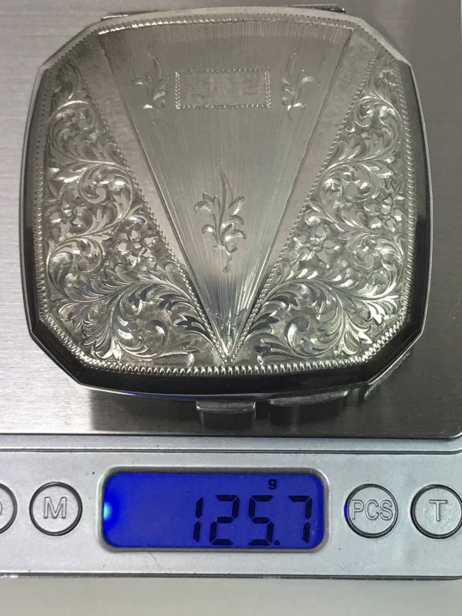  原文:◆時代 銀製SILVER 950【唐草紋】コンパクト ケース付 125.7ｇ◆