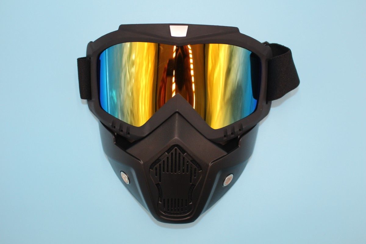 金色レンズ　サバゲー フルフェイスマスクゴーグル バイク モトクロス ツーリング BMX マスク 取り外し可能 防風 防塵 装備
