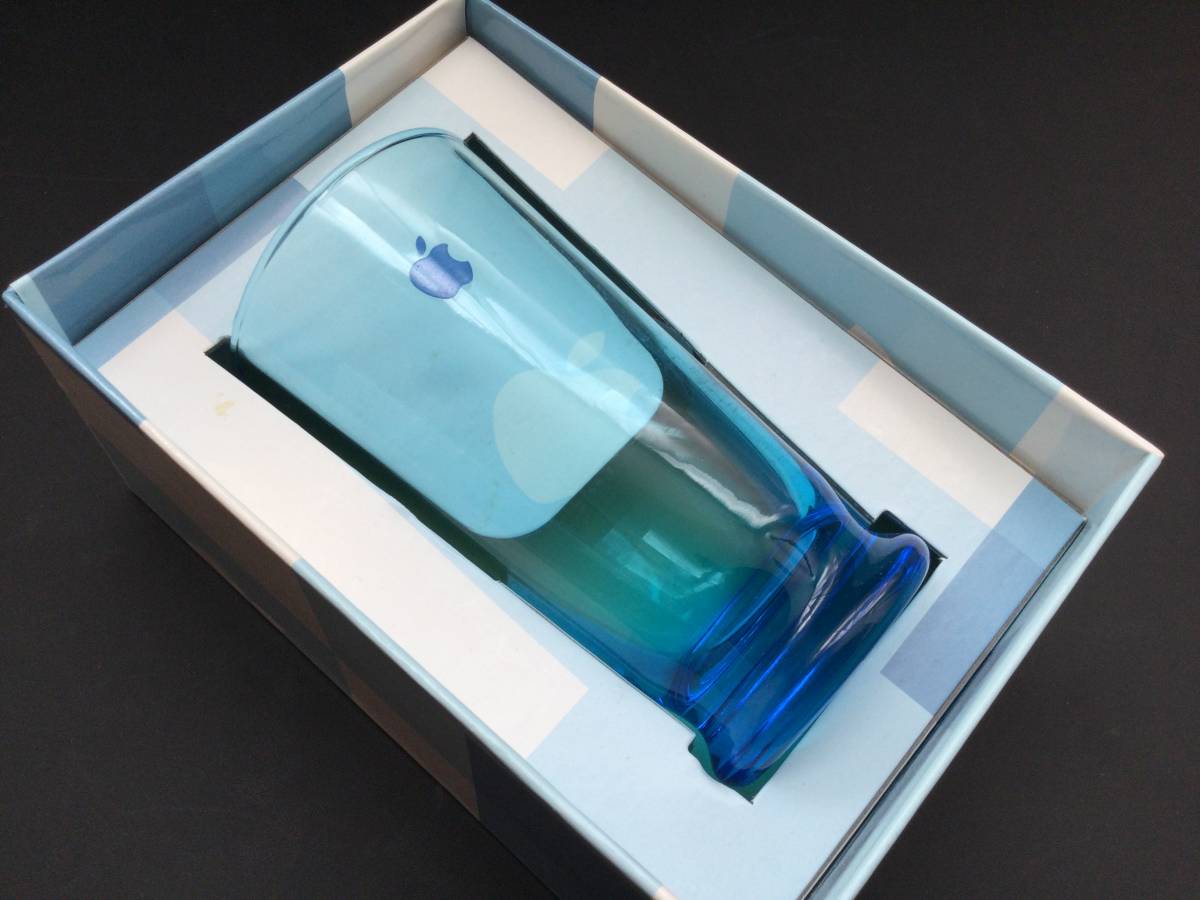 [ rare * new goods *25 year unused storage ] Apple Apple Logo Mark entering iMac glass (Color:Blue)( vanity case entering )