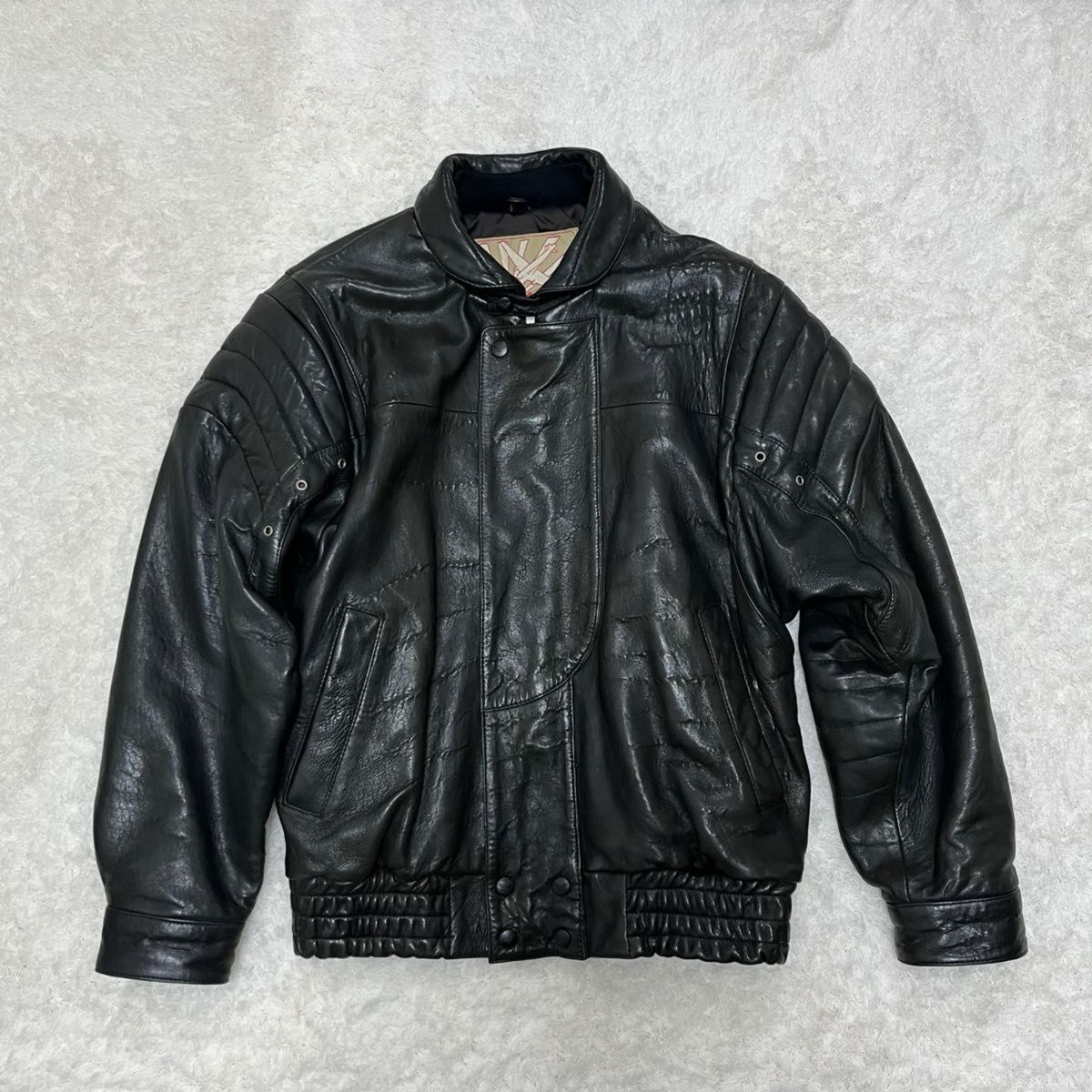 ミラノコネクション レザージャケット ライダースジャケット サイズM ラムレザー イーグルマーク フライトジャケット 中綿
