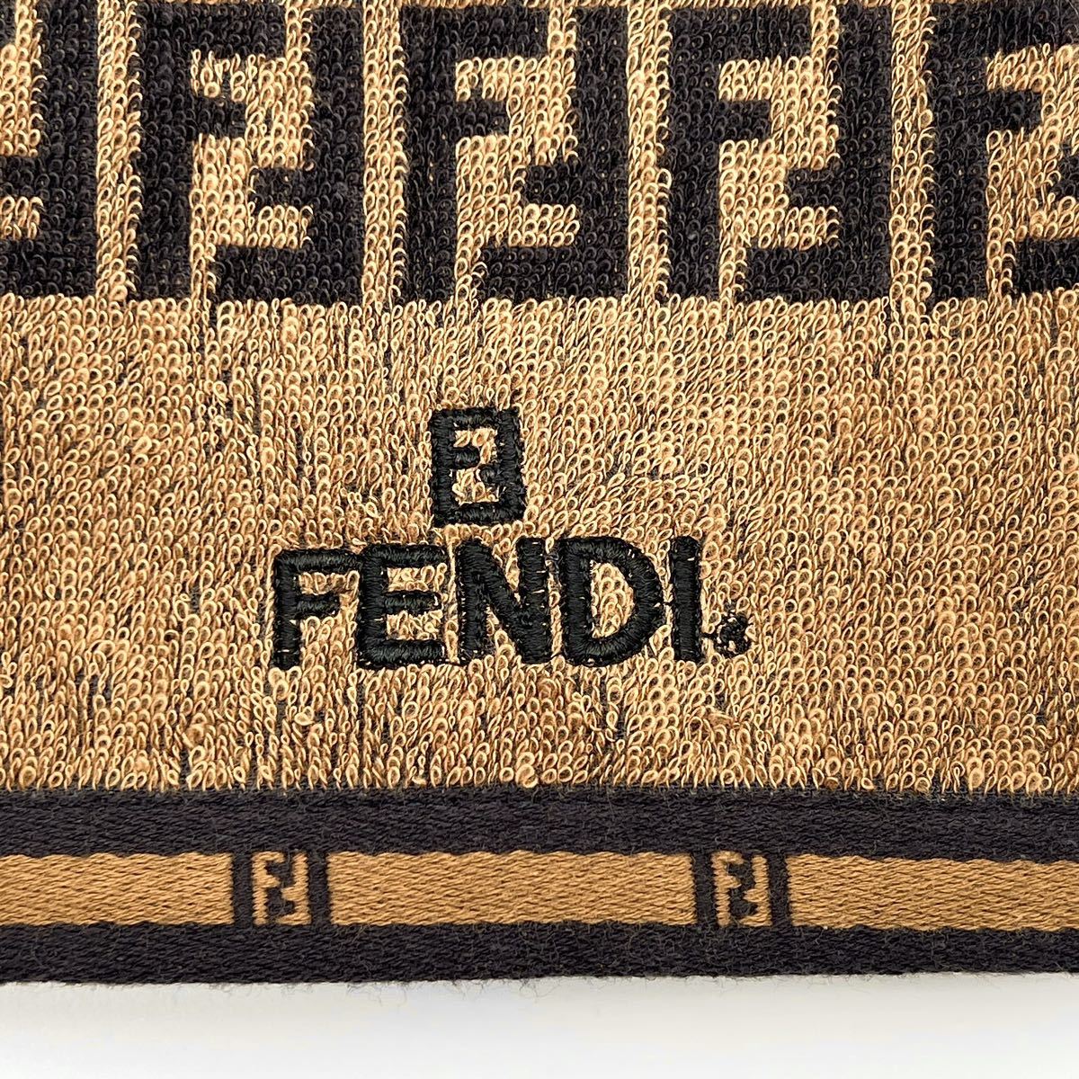 FENDI｜フェンディ フェイスタオル 未使用品【アクティ】ズッカ柄 ロゴ ブラウン/茶系 ブラック/黒 綿 ブランド a164et oth_画像5