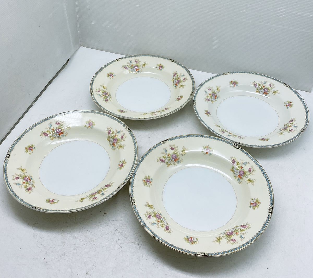  редкость Old Noritake Noritake 9 шт. комплект maru ki печать большая тарелка plate средняя тарелка цветок узор Япония керамика день . античный retro золотая краска коллекция 