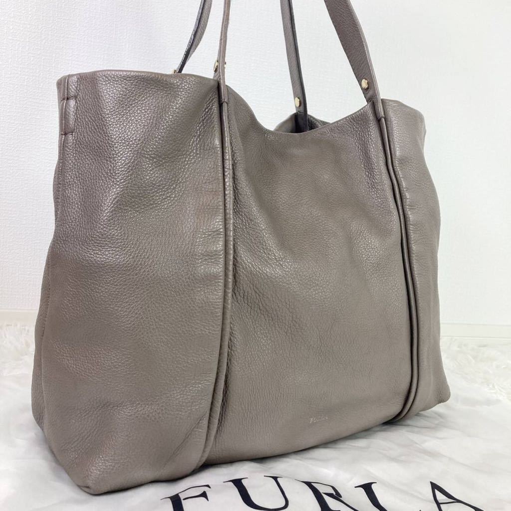 1円 【美品 入手困難】フルラ FULRA トートバッグ 希少色 A4◎ 肩掛け◎ シボ革 レザー 本革 ビジネス 総柄 ショルダー メンズ レディース_画像1