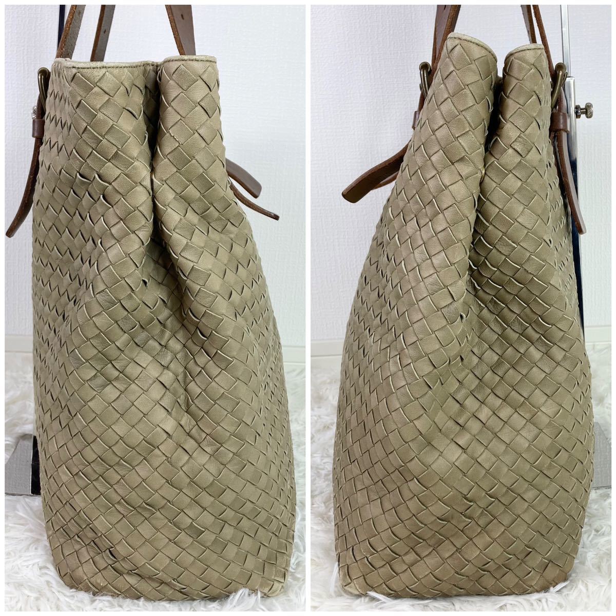 1円【美品 入手困難】BOTTEGA VENETA ボッテガヴェネタ トートバッグ ビジネスバッグ ショルダー 肩掛け◎ A4◎ イントレ メンズ ベージュ_画像4