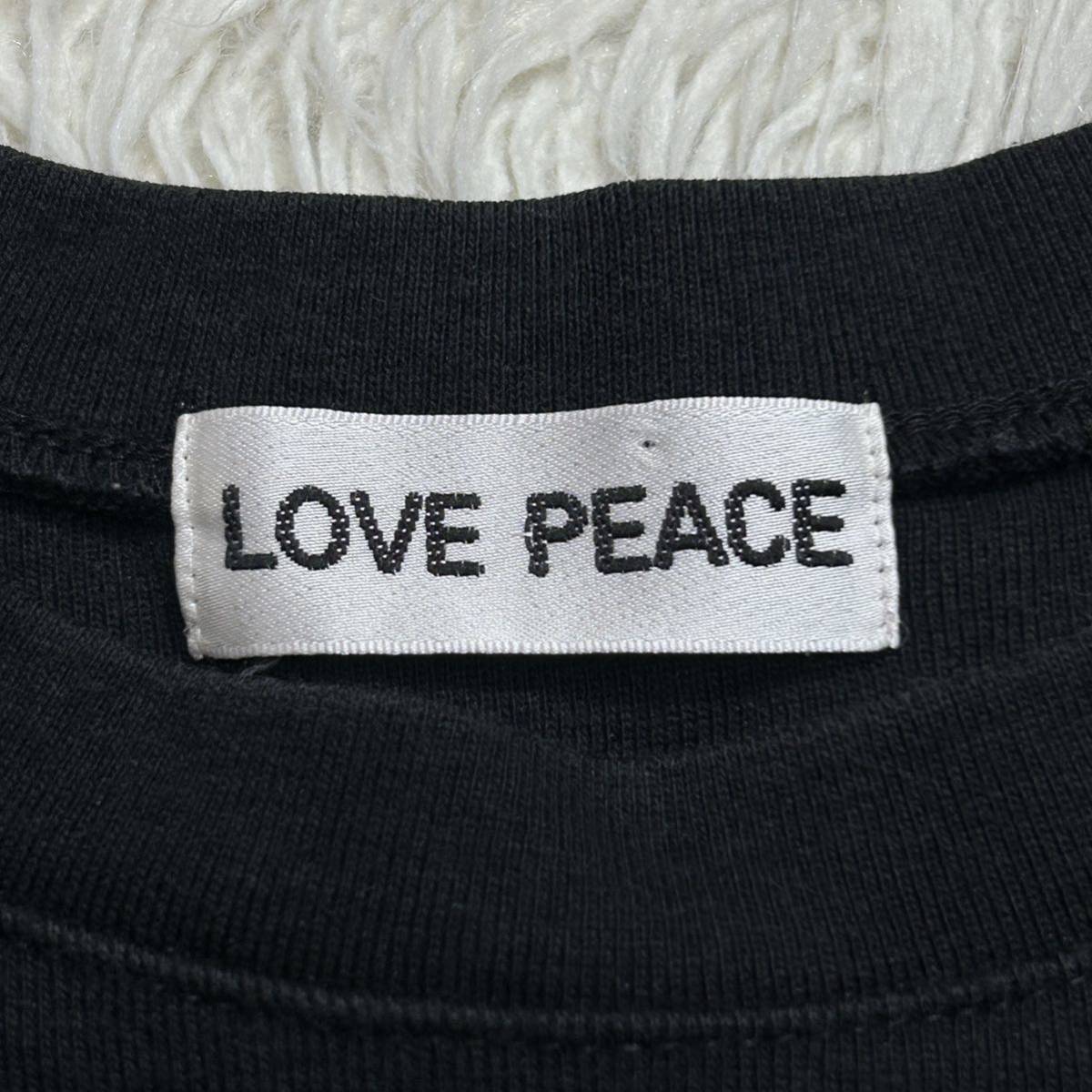 YT1033 LOVE PEACE ラブピース ラインストーンデザイン カットソー XXSサイズ 半袖 ブラック Tシャツ コットン100％の画像6