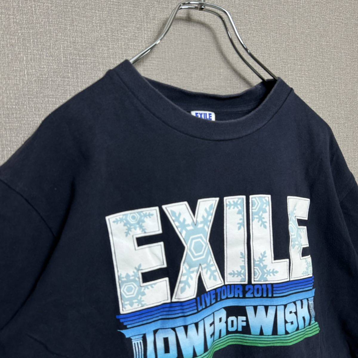 YT1087 【希少】 EXILE エグザイル 2011 ライブツアー TOWER OF WISH Tシャツ Lサイズ 半袖 コットン100％_画像3