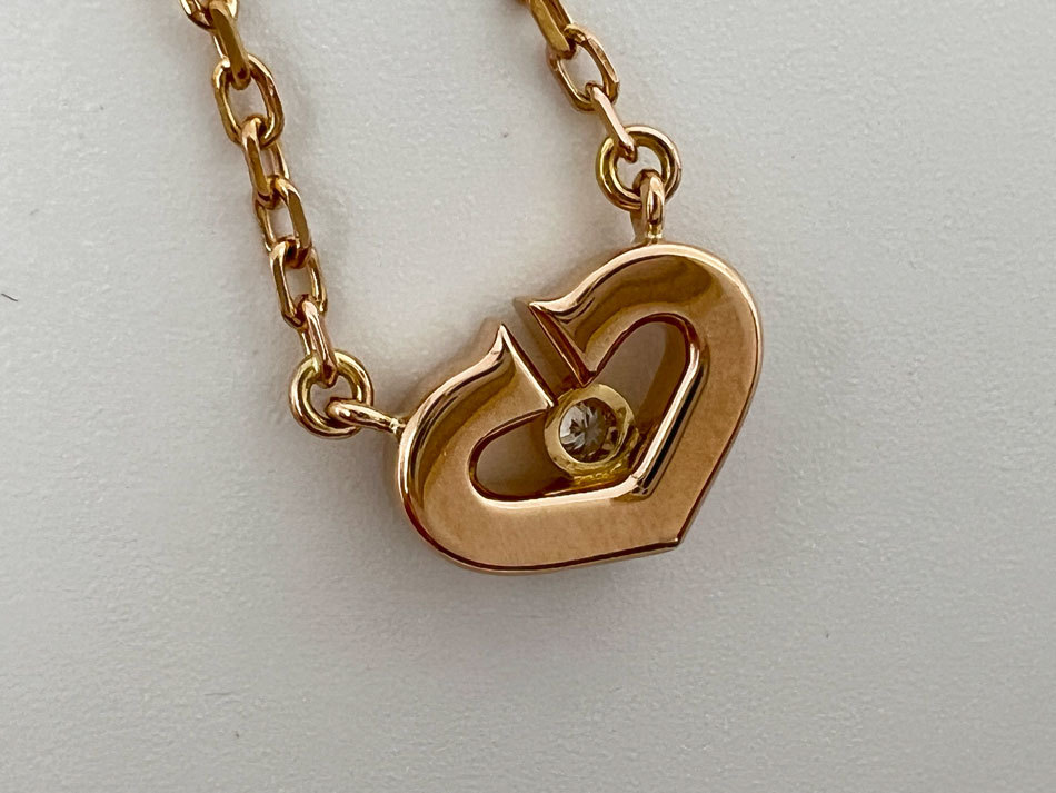  free shipping Cartier Cartier C Heart diamond necklace 750 K18 PG pink gold new goods finishing 