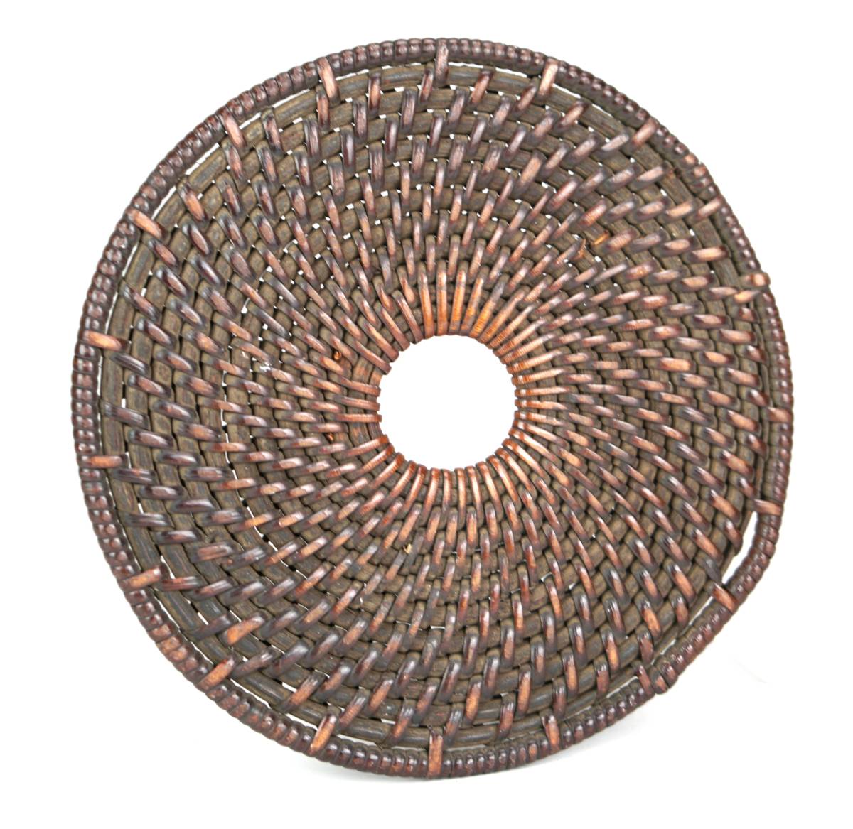 鳳】籐編 圓式瓶座 径15cm 釜敷 瓶敷 網代瓶座 急須台　円式瓶座 煎茶道具