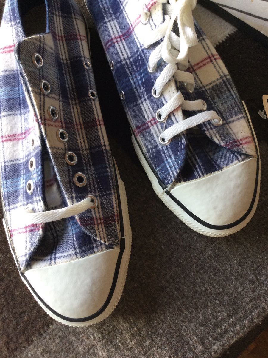 3000円〜 デッドストック 箱付き 90s 90年代初期 ビンテージ USA製 CONVERSE コンバース ALL STAR オールスター SHAWDOW PLAID アメリカ製_画像2