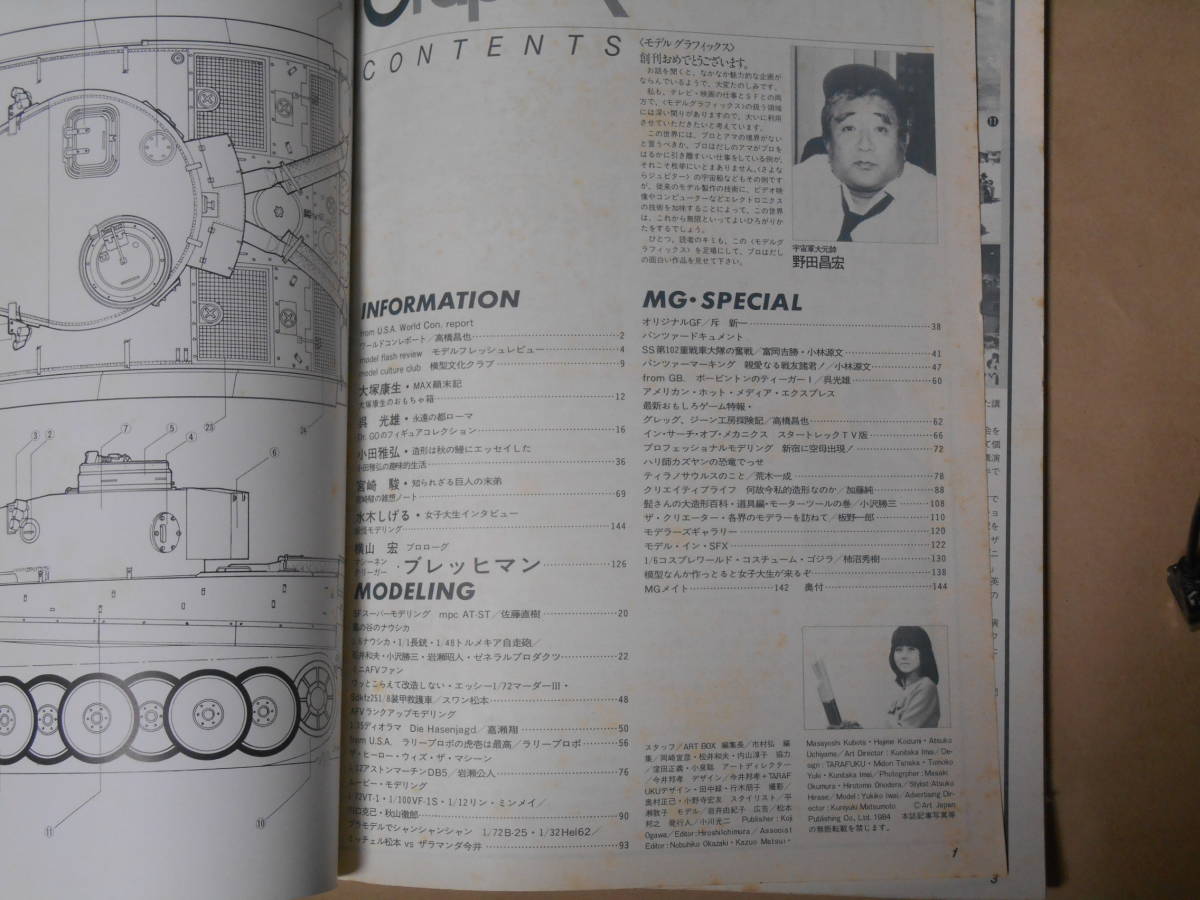 月刊モデルグラフィックス　創刊号1984年11月号vol.1　ModelGraphix　ゼネプロ　大塚康生　宮崎駿ＷＰ-30　横山宏　ナウシカ_画像3