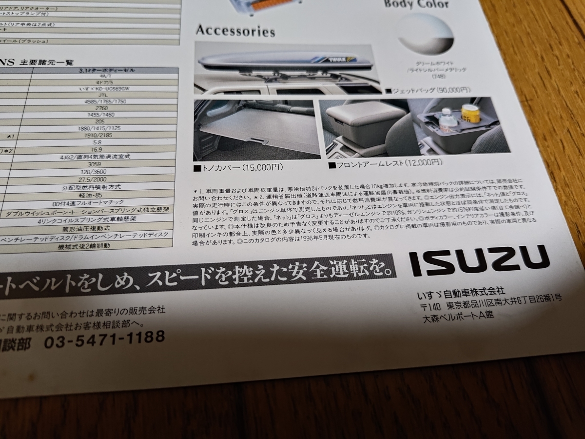 1996年5月発行 いすゞ ミューウィザード 特別仕様車 ホワイトリミテッドのカタログ_画像3