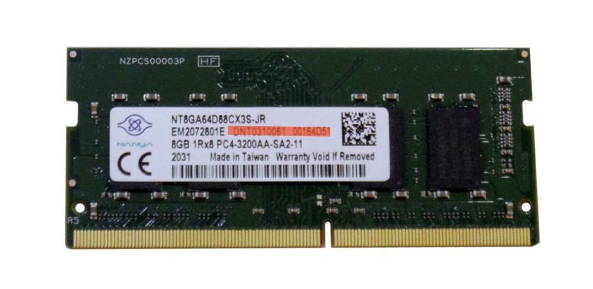 増設メモリ 8GB DDR4 NANYA製1600MHz PC4-25600 260pin SO-DIMM DDR4-3200MHz (バルク品)新品 ノートパソコン用メモリの画像1