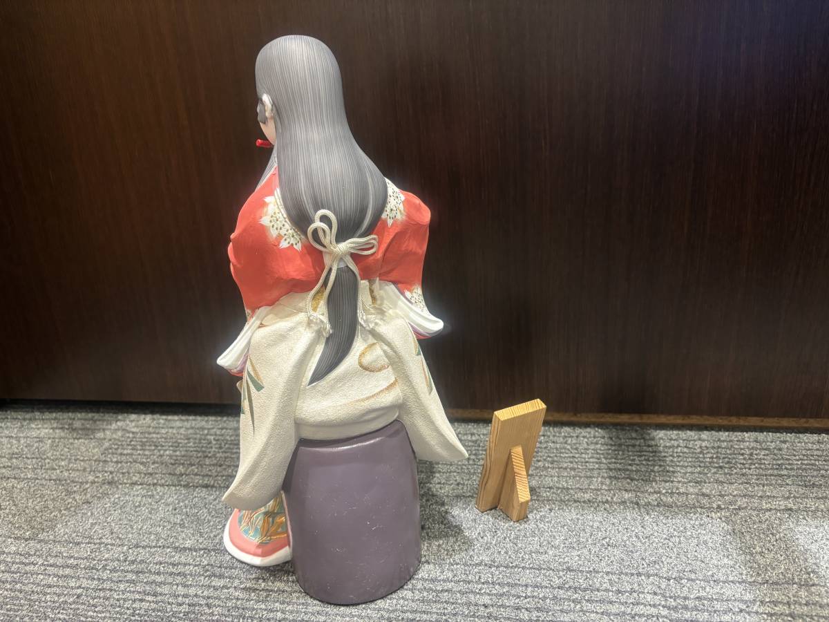 伝統工芸士　梶原正二作　在銘　博多人形　美人立姿　澄月　高さ36cm　素焼き手描き人形　作札有り★h0345_画像6