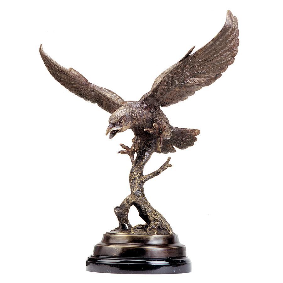 鷲の飛翔　67cmブロンズ像　西洋彫刻インテリア置物洋風装飾品彫像大きい翼を広げた雄大な鳥大理石台座ホームデコ美術品オブジェ調度品