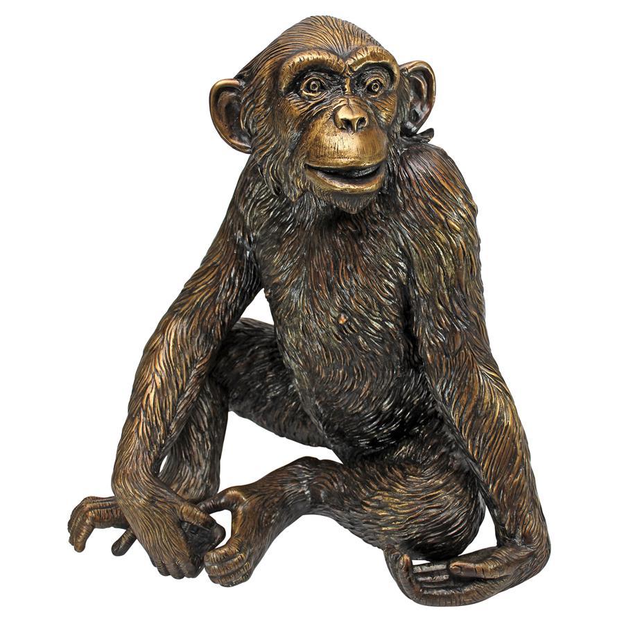 人気の新作 チンパンジー 鋳造ブロンズ像　アウトドア対応屋外設置銅製猿像庭動物像洋風オブジェガーデンアクセントホームデコオーナメント庭園置物 アクセント、オーナメント