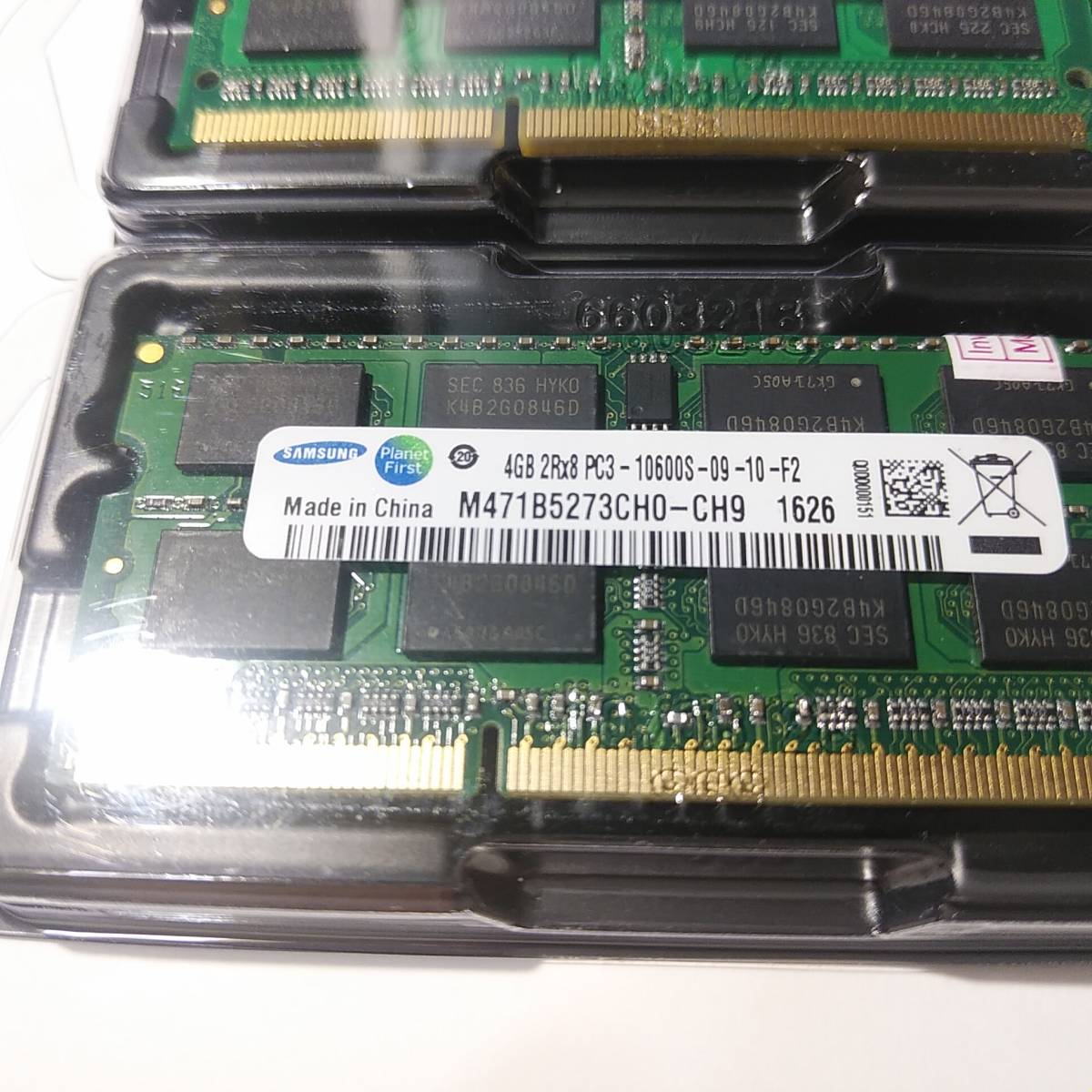 新品未使用 サムスン8GB(4GB*2枚) 2RX8 DDR3 1333MHz PC3-10600s 1.5V SO-DIMMラップトップメモリ 送料120円～_画像2