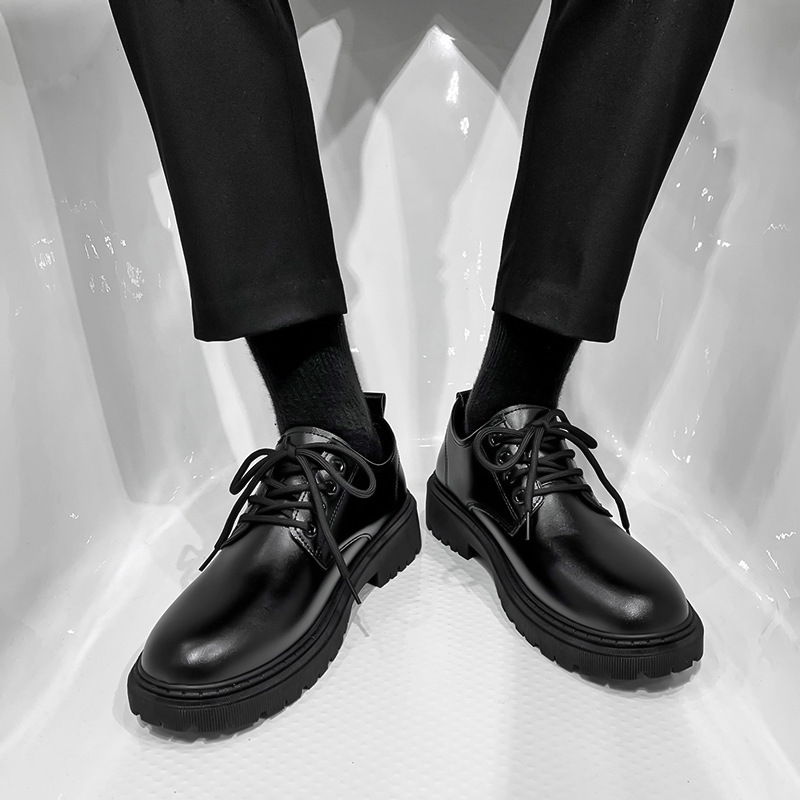 革靴 紐靴 メンズ カジュアル メンズシューズ ビジネスシューズ ハイカット 防滑ソール オフィス 紳士靴 PU革 25.5cm_画像2