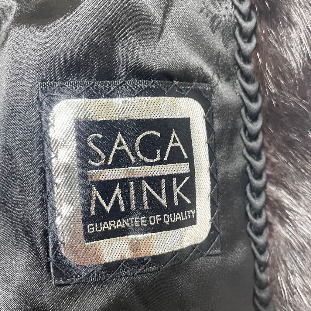 【ミンク】SAGA MINK レディースファーコート 毛皮コート ブラウン ハーフコート ノーカラー 13号 L相当_画像5