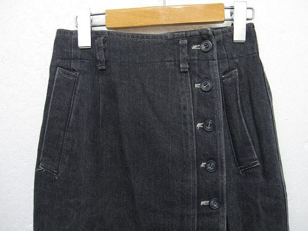 DGRACE JEANS/ディグレース デニムスカート 巻きスカートデザイン ひざ丈台形スカート ダークグレー Sサイズ ■L27561SSA24-10_画像2