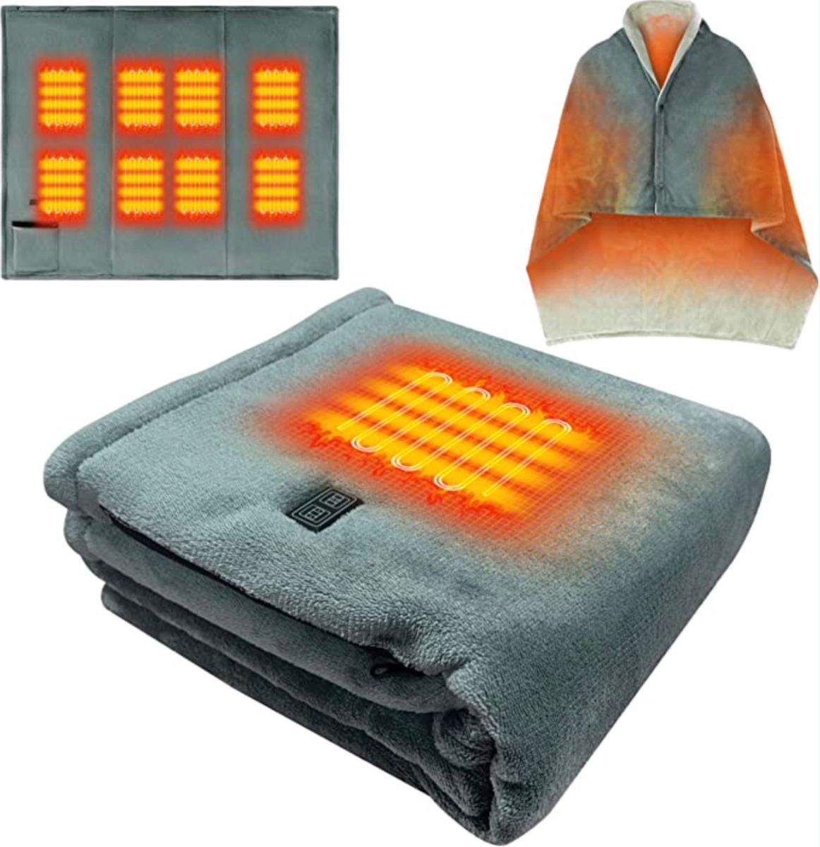 電気毛布 8つヒーター内蔵 3段階温度調節デュアルコントローラーUSB給電 ソフトフランネル素材 暖房過熱保護 日本語説明書