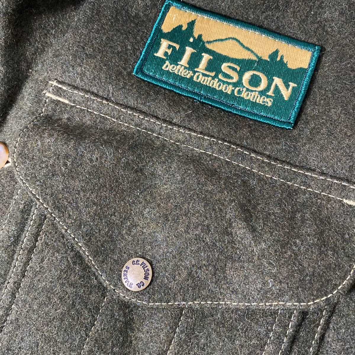 美品 FILSON ウール ティンクロス マッキーノ ジャケット 40 フィルソン イタリア 製 style 2911 ワッペン オイル コットン エルボーパッチ_画像8