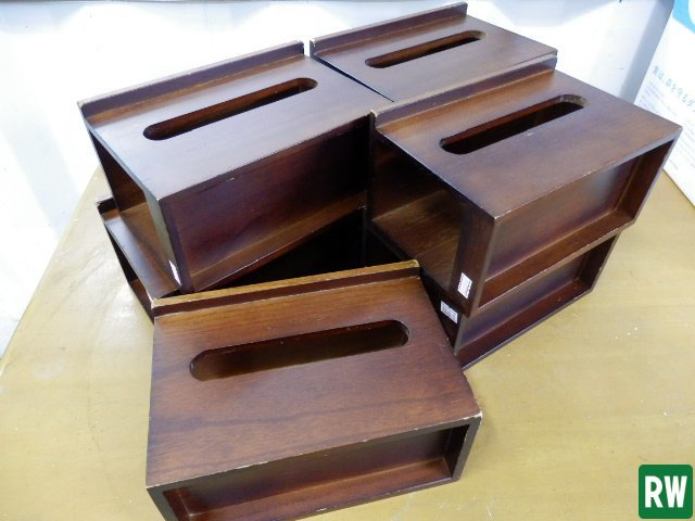 【7個セット】木製 ティッシュボックス ティッシュカバー ティッシュケース 幅240×奥行155×高さ127mm [2]_画像1