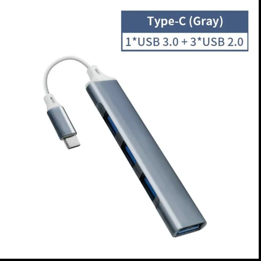 USB Type-Cエクステンダーハブドッキング4ポート（USB 3.0×1＋USB 2.0×3）ドッキングアダプター【色】グレー