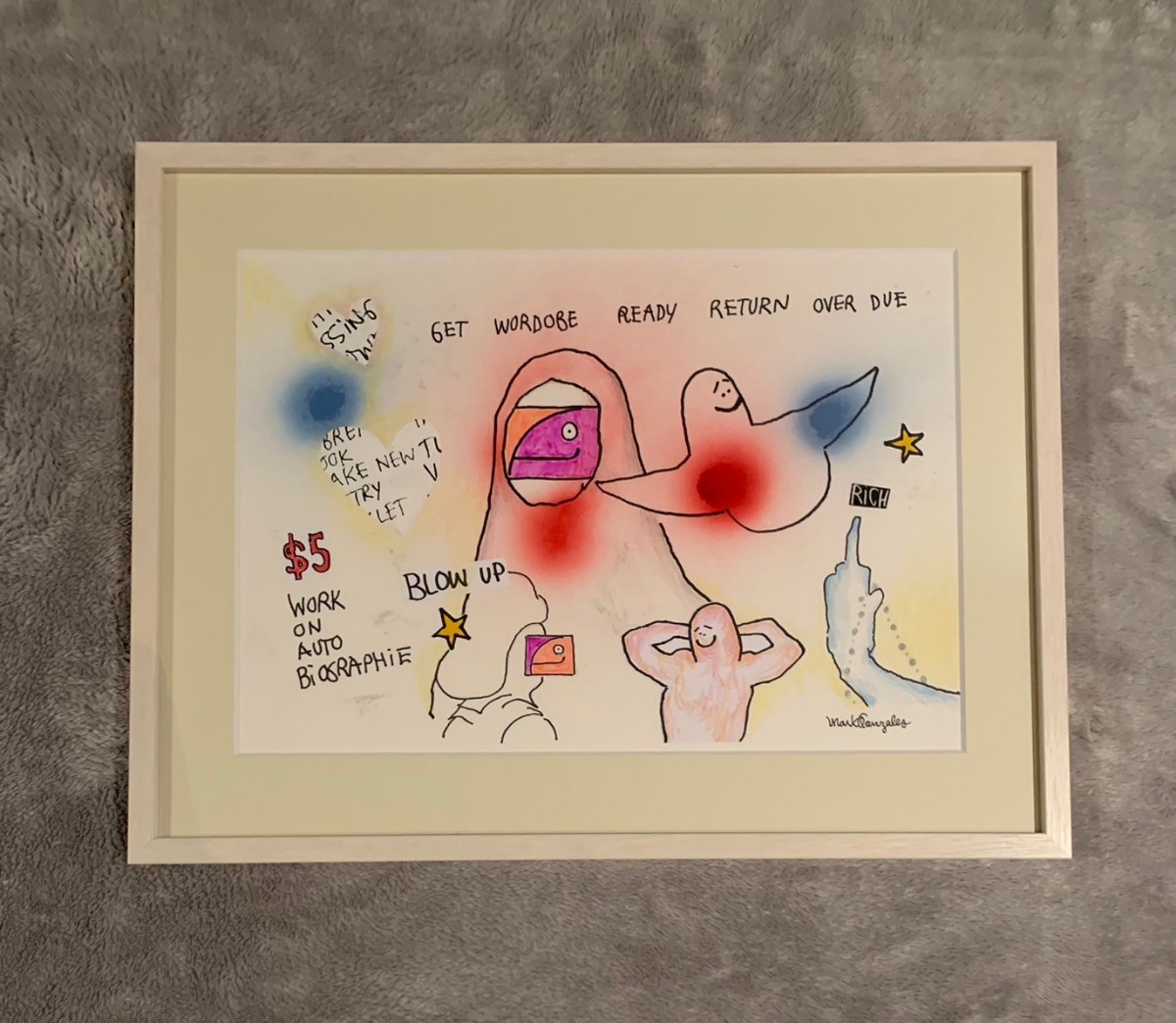 MARK GONZALES GONZ マークゴンザレス 直筆イラスト サイン入り 原画 ART作品_画像1