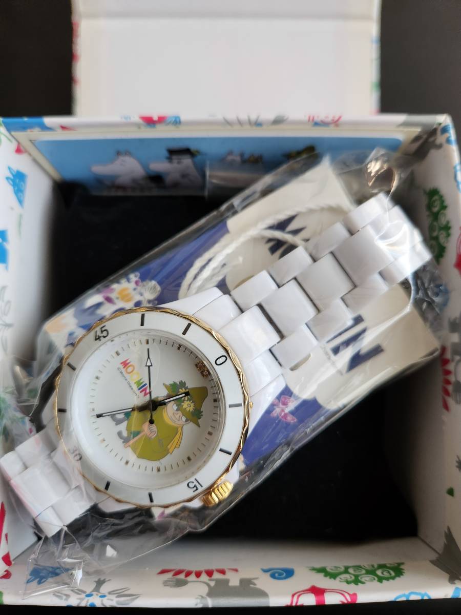 70周年記念ムーミン腕時計 スナフキン ハイブリッド セラミックウォッチ ホワイト 未使用_画像5