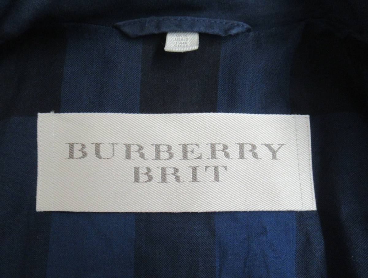 EURO古着 ヨーロッパ古着＊BURBERRY BRIT バーバリー ブリット＊トレンチコート BANAPTES コットン ネイビー系 ウィメンズ レディース_画像9