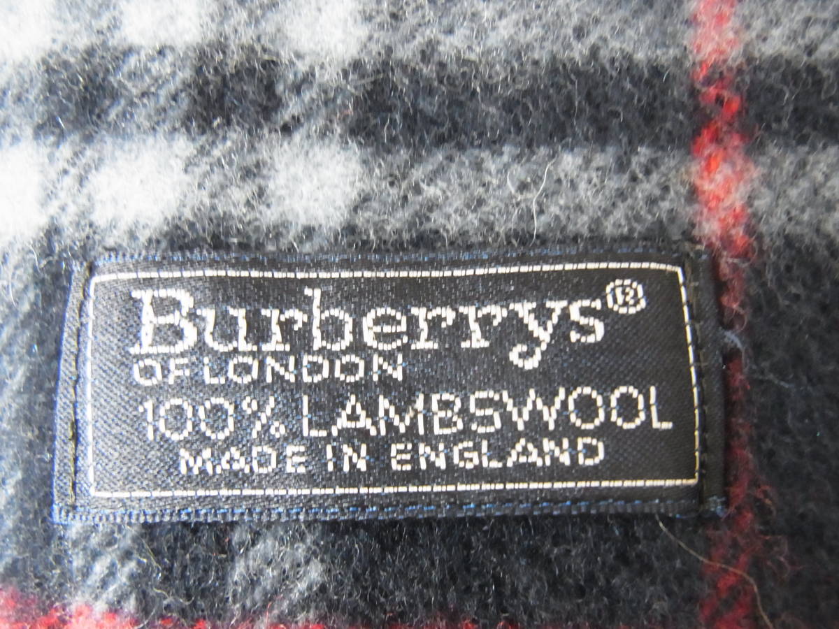 バーバリー　マフラー　Burberrys OF LONDON　イギリス製　ラムウール　ノバチェック　約24cm×160cm　ネイビー_画像2
