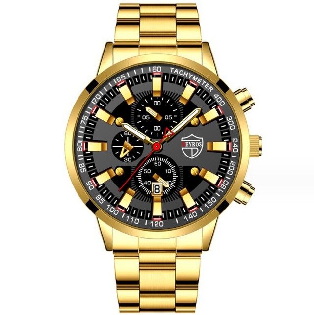 T432  腕時計  DEYROS クロノグラフ ゴールド/黒 Y