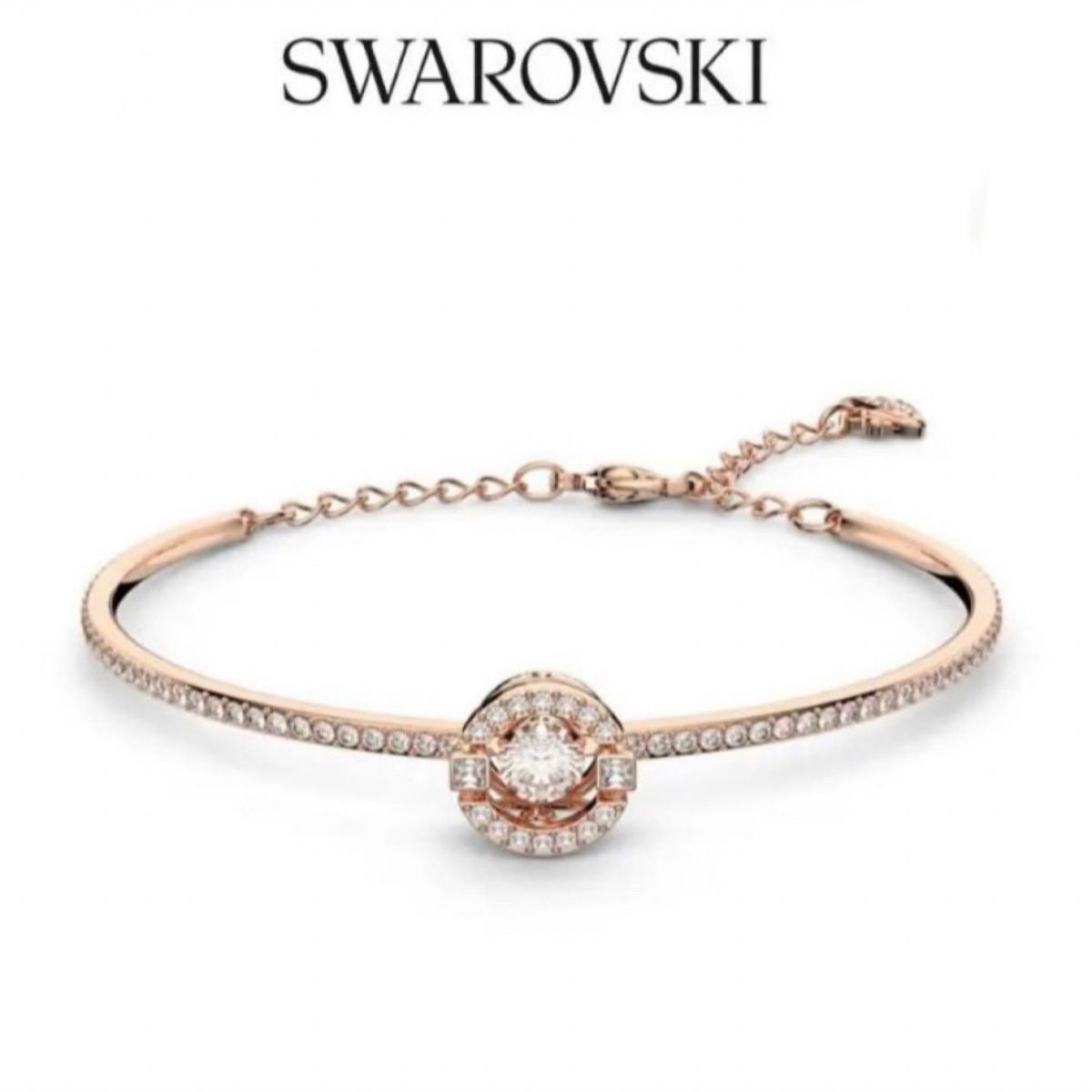 Swarovski Sparkling Dance バングルラウンドカット ホワイト ローズゴールドトーン・プレーティング 美品