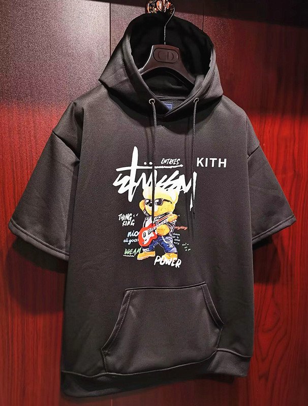 最上級※定価5万◆イタリア・ローマ発*ROBERT CAVANI※KITH designer・ROCKERSクマ*プルオーバー半袖*夏秋のパーカー/50/XL・黒_画像2