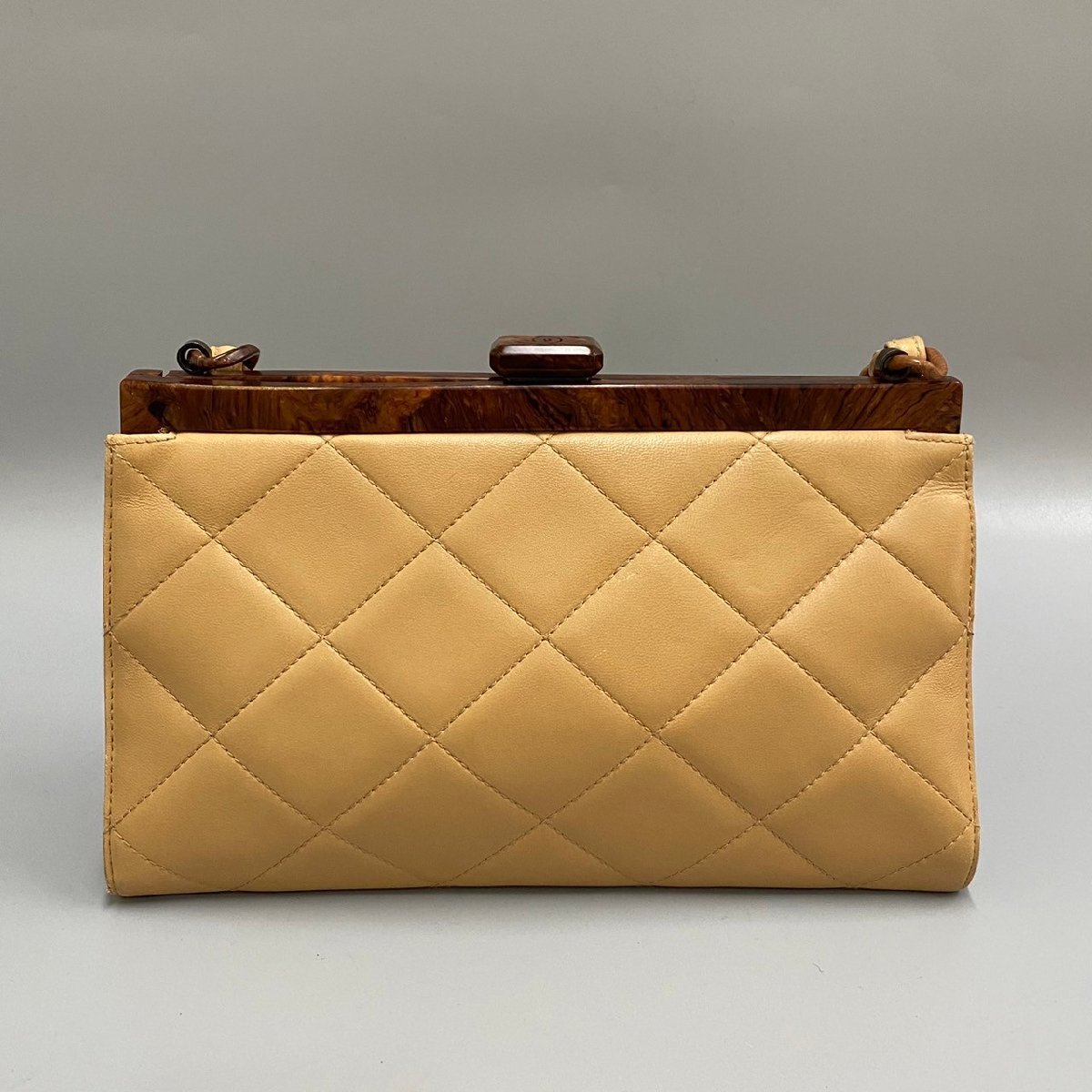 1円 極 美品 シール有 6番台 CHANEL シャネル マトラッセ ラムスキン ウッド ハンドバッグ セミ ショルダーバッグ ブラウン 95156_画像4