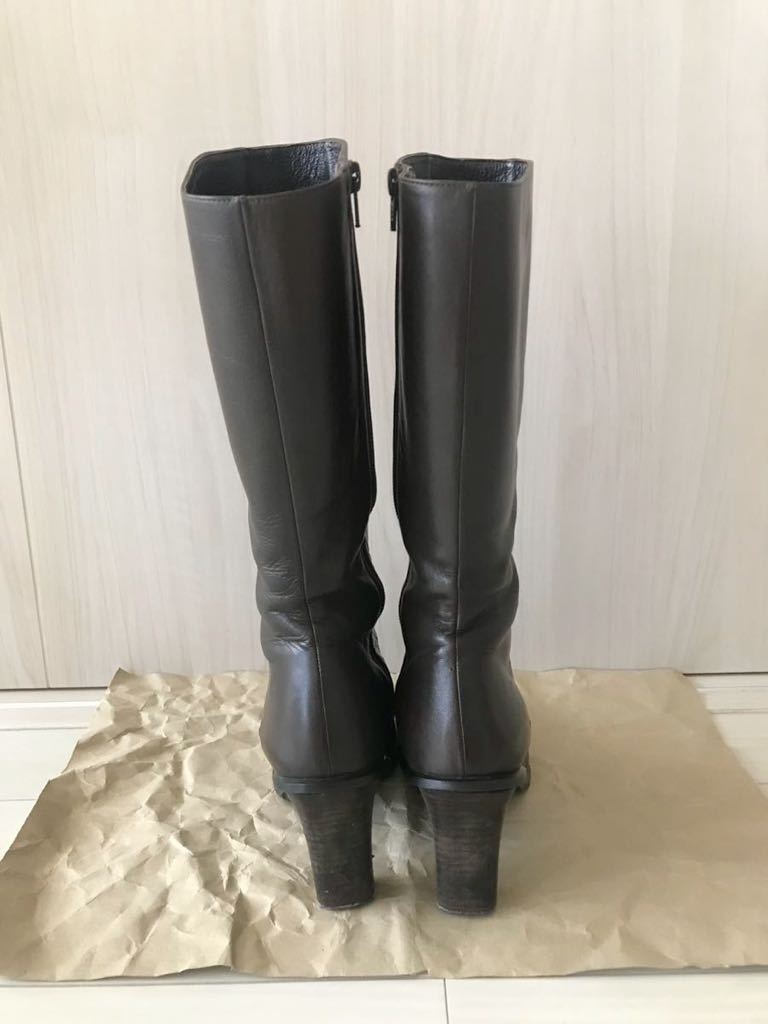 # Himiko HIMIKO Himiko original leather / leather 24.0cm long boots / middle boots dark brown / burnt tea color high heel 7.5cm made in Japan attaching and detaching easy to do USED#