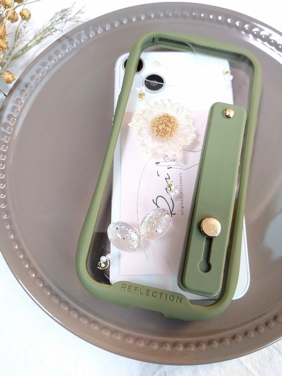 iPhoneケース　スマホケース　ハンドメイド　マーガレット　携帯カバー