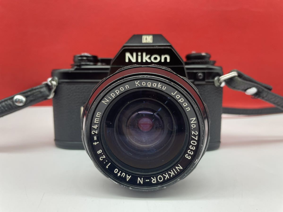 ＊ Nikon EM フィルムカメラ 一眼レフ ブラック レンズ LENS NIKKOR-N Auto 1:2.8 f=24mm ニッコール　動作確認済み ニコン _画像2